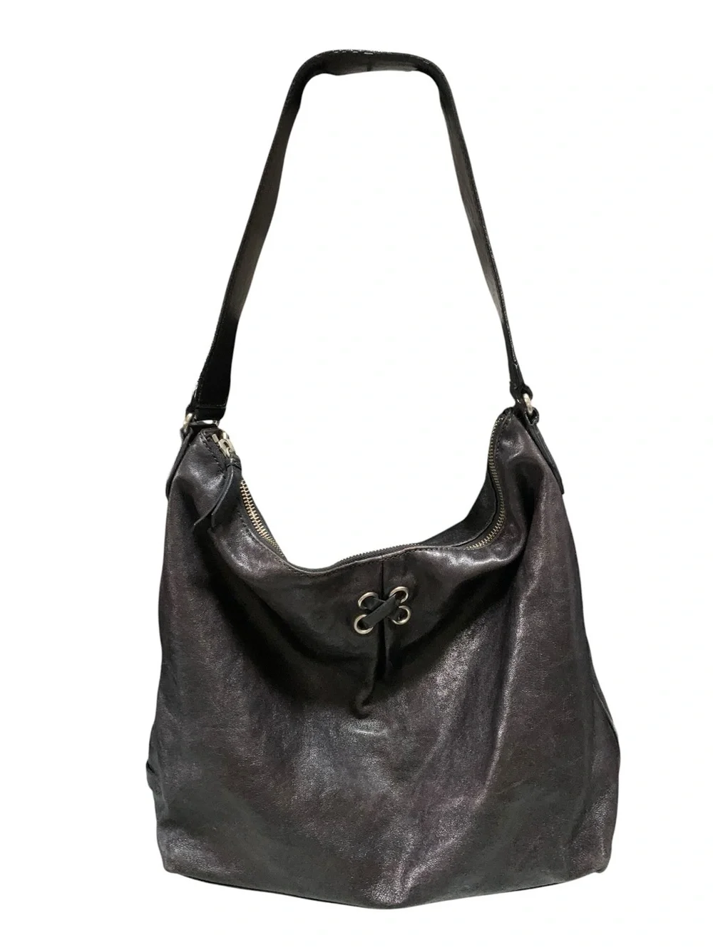 Cole Haan Avery Black Soft Leather Hobo Grommet II Purse